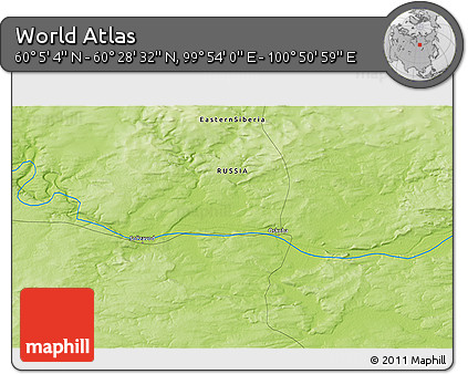 Physical 3D Map of the Area around 60° 16' 48" N, 100° 22' 30" E