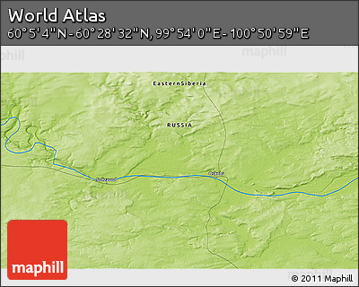 Physical 3D Map of the Area around 60° 16' 48" N, 100° 22' 30" E