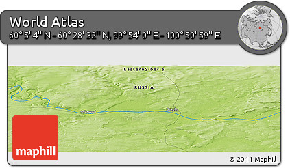 Physical Panoramic Map of the Area around 60° 16' 48" N, 100° 22' 30" E