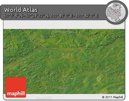 Satellite 3D Map of the Area around 60° 16' 48" N, 101° 13' 29" E