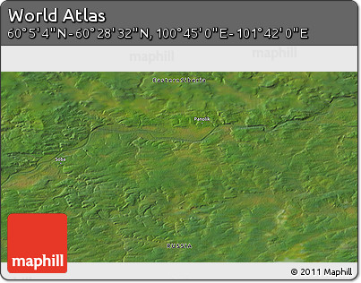 Satellite 3D Map of the Area around 60° 16' 48" N, 101° 13' 29" E