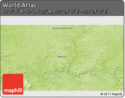 Physical 3D Map of the Area around 60° 16' 48" N, 102° 55' 30" E