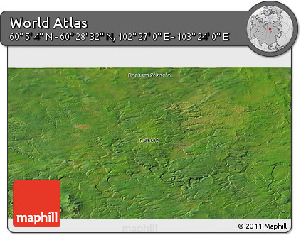Satellite 3D Map of the Area around 60° 16' 48" N, 102° 55' 30" E