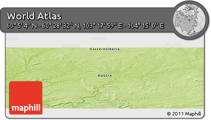 Physical Panoramic Map of the Area around 60° 16' 48" N, 103° 46' 30" E