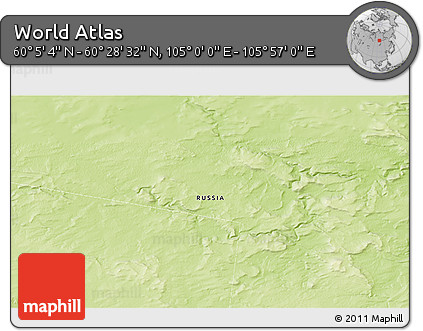 Physical 3D Map of the Area around 60° 16' 48" N, 105° 28' 29" E