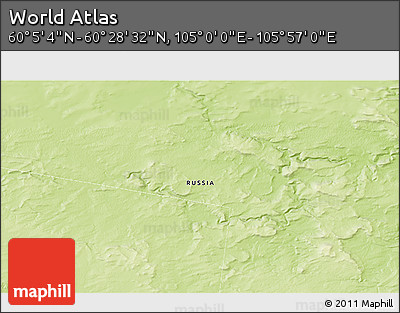 Physical 3D Map of the Area around 60° 16' 48" N, 105° 28' 29" E