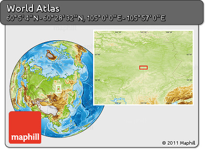 Physical Location Map of the Area around 60° 16' 48" N, 105° 28' 29" E