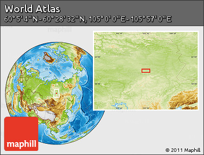 Physical Location Map of the Area around 60° 16' 48" N, 105° 28' 29" E