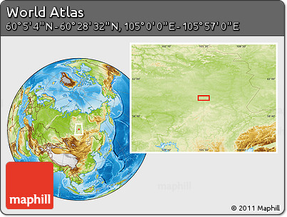 Physical Location Map of the Area around 60° 16' 48" N, 105° 28' 29" E