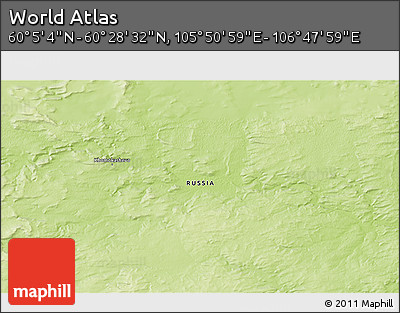 Physical 3D Map of the Area around 60° 16' 48" N, 106° 19' 29" E