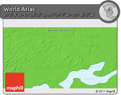 Political 3D Map of the Area around 60° 16' 48" N, 106° 10' 30" W