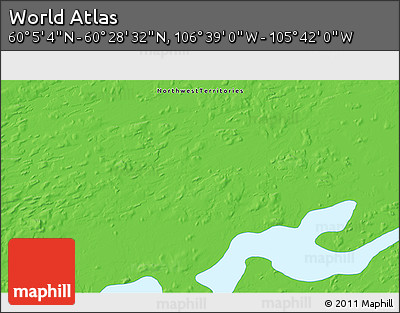 Political 3D Map of the Area around 60° 16' 48" N, 106° 10' 30" W