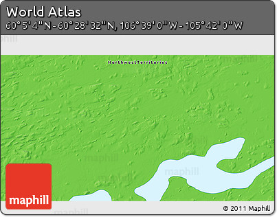 Political 3D Map of the Area around 60° 16' 48" N, 106° 10' 30" W