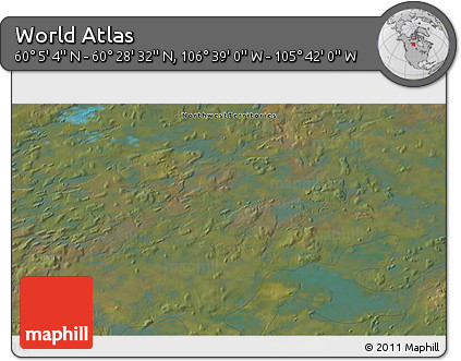Satellite 3D Map of the Area around 60° 16' 48" N, 106° 10' 30" W