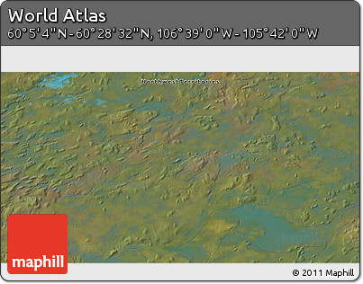 Satellite 3D Map of the Area around 60° 16' 48" N, 106° 10' 30" W