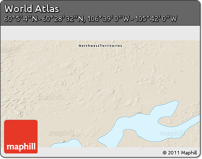 Shaded Relief 3D Map of the Area around 60° 16' 48" N, 106° 10' 30" W