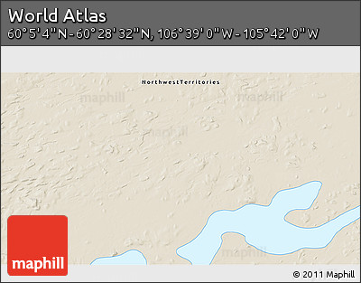 Shaded Relief 3D Map of the Area around 60° 16' 48" N, 106° 10' 30" W