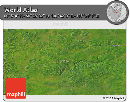 Satellite 3D Map of the Area around 60° 16' 48" N, 107° 10' 30" E