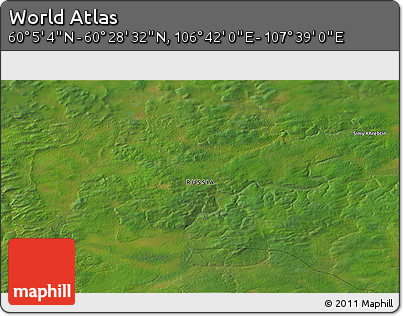 Satellite 3D Map of the Area around 60° 16' 48" N, 107° 10' 30" E