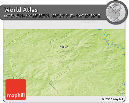 Physical 3D Map of the Area around 60° 16' 48" N, 108° 52' 30" E