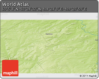 Physical 3D Map of the Area around 60° 16' 48" N, 108° 52' 30" E