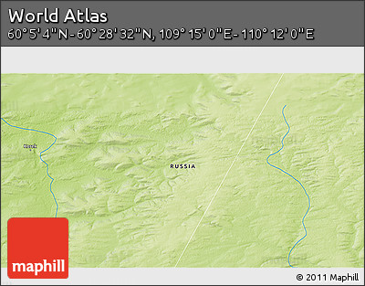 Physical 3D Map of the Area around 60° 16' 48" N, 109° 43' 29" E