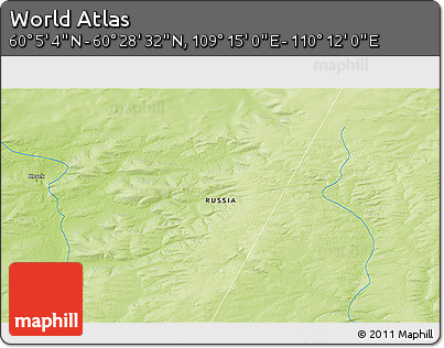 Physical 3D Map of the Area around 60° 16' 48" N, 109° 43' 29" E