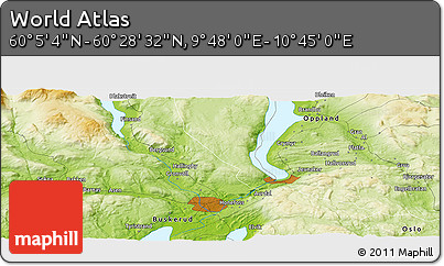 Physical Panoramic Map of the Area around 60° 16' 48" N, 10° 16' 30" E