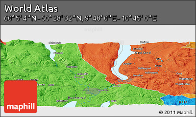 Political Panoramic Map of the Area around 60° 16' 48" N, 10° 16' 30" E