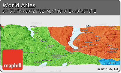 Political Panoramic Map of the Area around 60° 16' 48" N, 10° 16' 30" E
