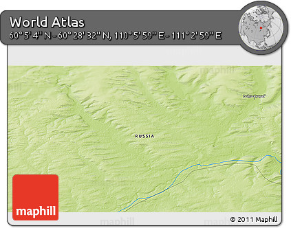 Physical 3D Map of the Area around 60° 16' 48" N, 110° 34' 29" E