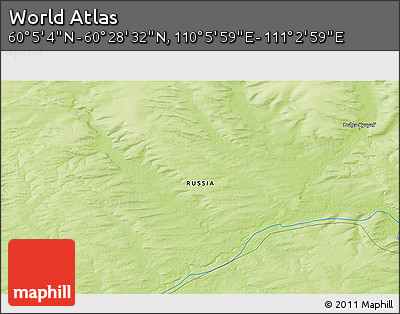Physical 3D Map of the Area around 60° 16' 48" N, 110° 34' 29" E