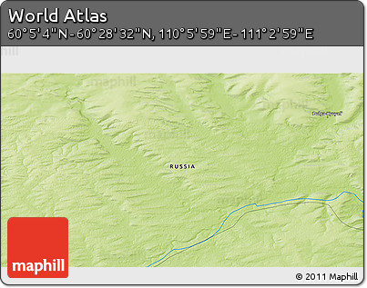 Physical 3D Map of the Area around 60° 16' 48" N, 110° 34' 29" E