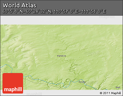 Physical 3D Map of the Area around 60° 16' 48" N, 111° 25' 30" E