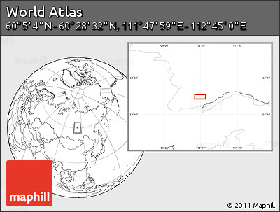 Blank Location Map of the Area around 60° 16' 48" N, 112° 16' 30" E