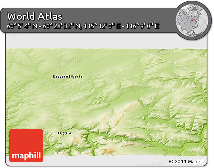 Physical 3D Map of the Area around 60° 16' 48" N, 115° 40' 30" E