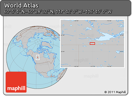 Gray Location Map of the Area around 60° 16' 48" N, 117° 13' 29" W