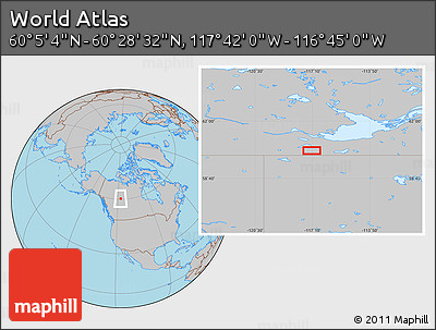 Gray Location Map of the Area around 60° 16' 48" N, 117° 13' 29" W