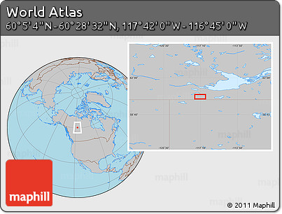 Gray Location Map of the Area around 60° 16' 48" N, 117° 13' 29" W