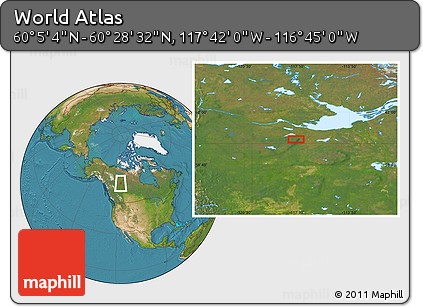 Satellite Location Map of the Area around 60° 16' 48" N, 117° 13' 29" W