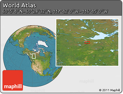 Satellite Location Map of the Area around 60° 16' 48" N, 117° 13' 29" W