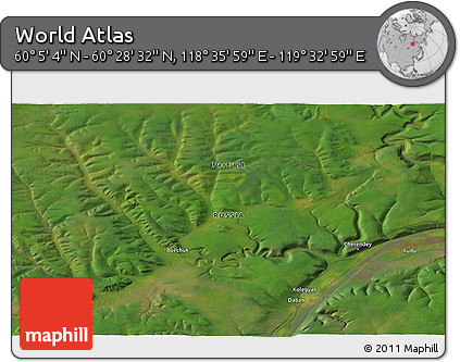 Satellite 3D Map of the Area around 60° 16' 48" N, 119° 4' 29" E