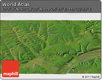 Satellite 3D Map of the Area around 60° 16' 48" N, 119° 4' 29" E
