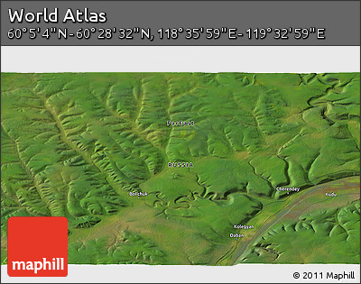 Satellite 3D Map of the Area around 60° 16' 48" N, 119° 4' 29" E