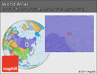 Political Location Map of the Area around 60° 16' 48" N, 119° 55' 30" E