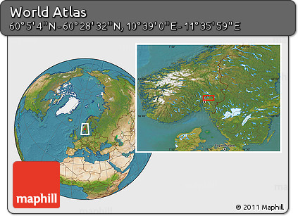 Satellite Location Map of the Area around 60° 16' 48" N, 11° 7' 30" E