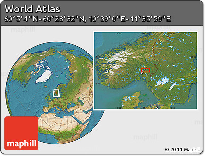 Satellite Location Map of the Area around 60° 16' 48" N, 11° 7' 30" E