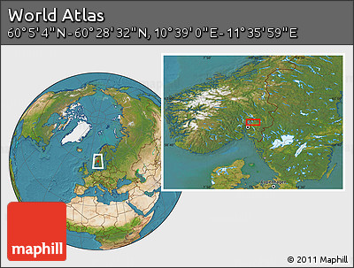 Satellite Location Map of the Area around 60° 16' 48" N, 11° 7' 30" E
