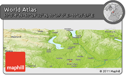 Physical Panoramic Map of the Area around 60° 16' 48" N, 11° 7' 30" E
