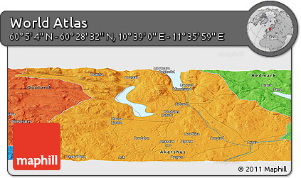 Political Panoramic Map of the Area around 60° 16' 48" N, 11° 7' 30" E